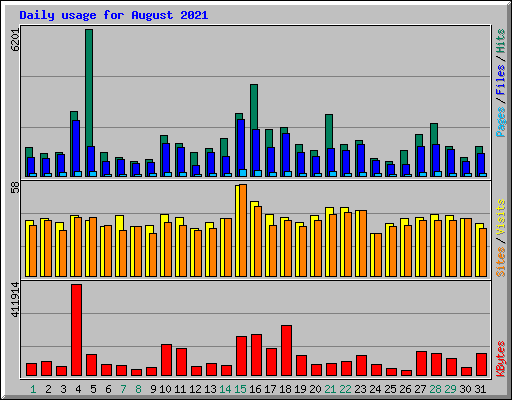 Daily usage for August 2021